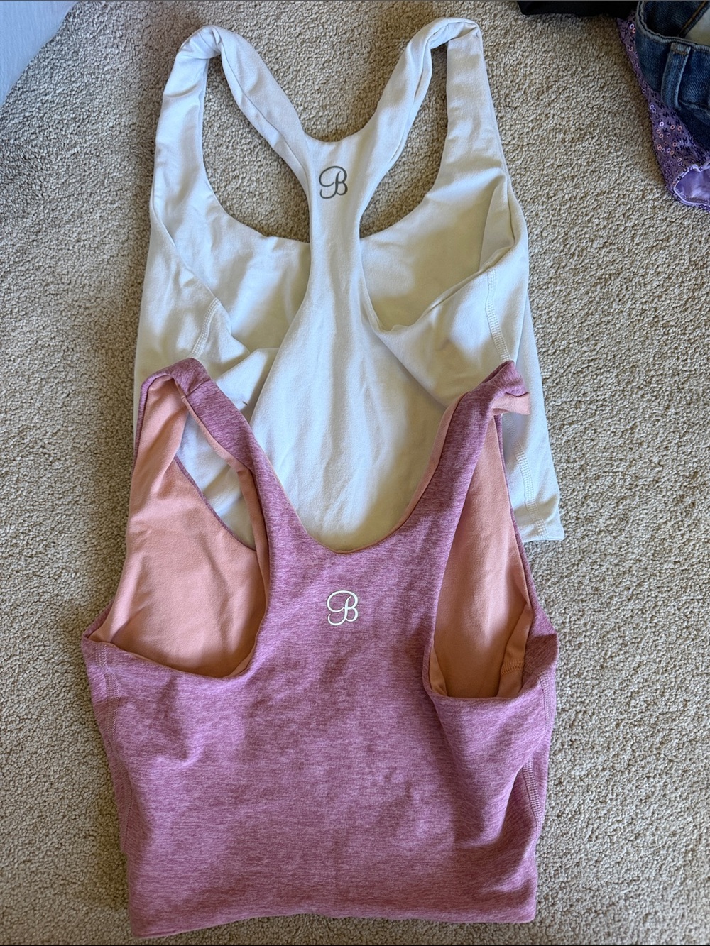 Logo Racerback Crop Tank Top - White and Dusty Rose Reversible top